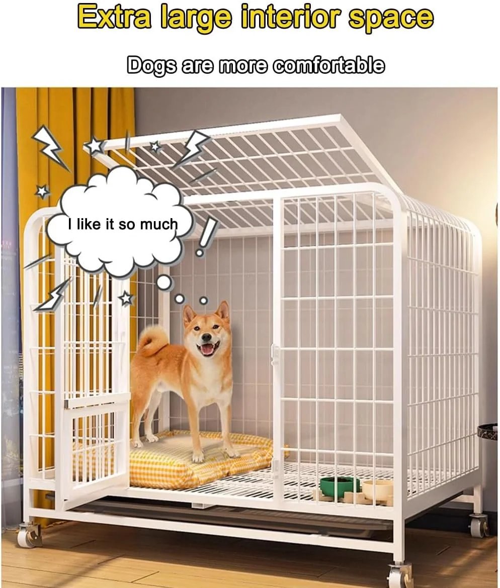 قفس سگ سنگین، لانه سگ با اضطراب بالا با چرخ، مناسب برای سگ های کوچک تا متوسط، مقاوم در برابر جویدن فضای بزرگ، مشکی - 36.6"L x 24.4"W x 32.3"H قفس سگ سنگین، لانه سگ با اضطراب بالا با چرخ، مناسب برای سگ های کوچک تا متوسط، مقاوم در برابر جویدن فضای بزرگ، مشکی - 36.6"L x 24.4"W x 32.3"H