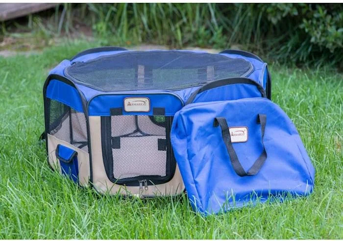 محوطه بازی قابل حمل آبی و بژ Armarkat PP001B