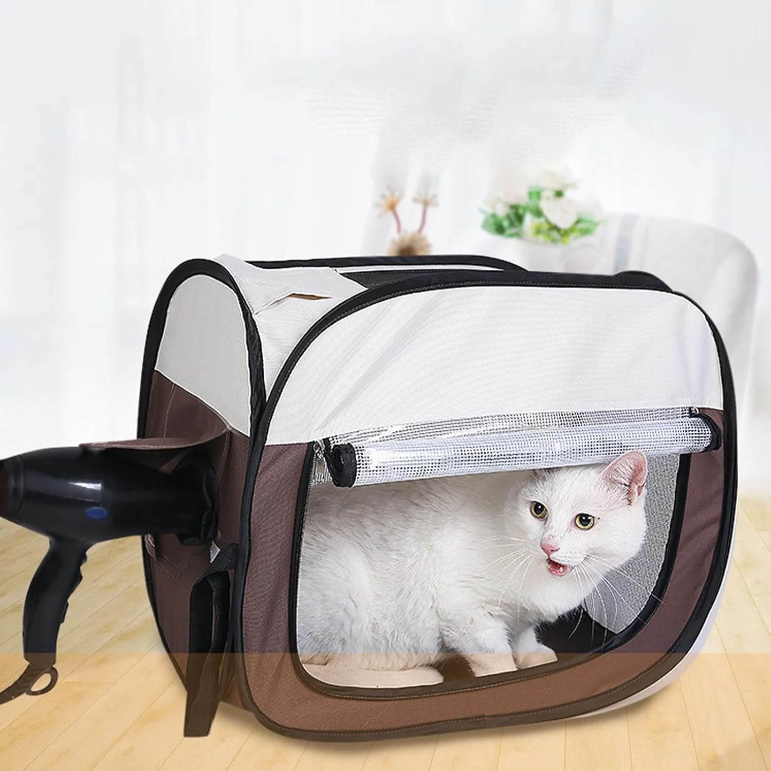 باکس خشک کن گربه | قفس خشک کن برای گربه ها و سگ ها | لوازم جانبی حمام حیوانات خانگی تاشو ضد پرز مو برای مسافرت، تعطیلات، فضای باز و داخل خانه باکس خشک کن گربه | قفس خشک کن برای گربه ها و سگ ها | لوازم جانبی حمام حیوانات خانگی تاشو ضد پرز مو برای مسافرت، تعطیلات، فضای باز و داخل خانه