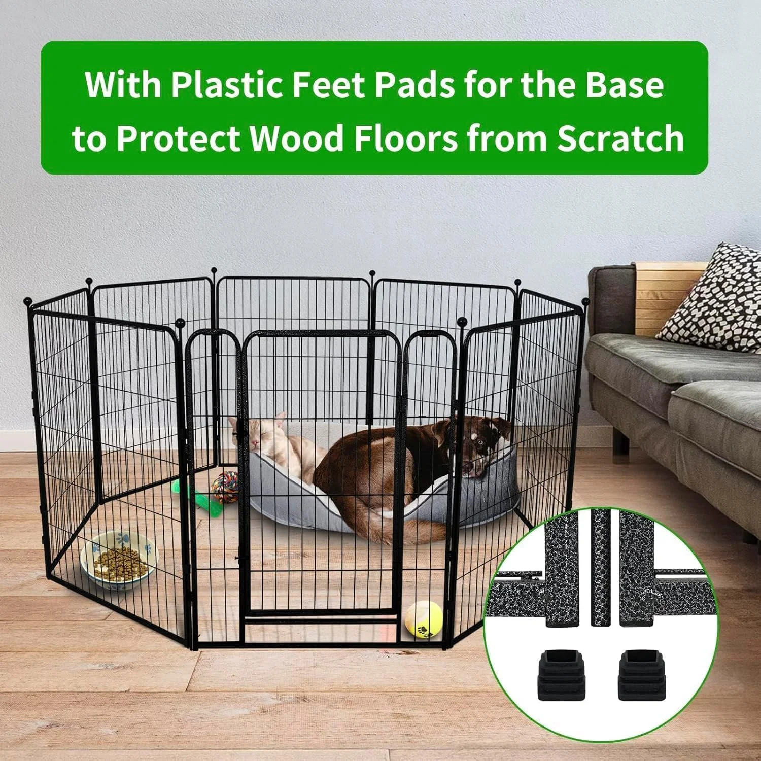 محوطه بازی سگ آنکیلا، 8 پنل، سنگین، ارتفاع 60 سانتی‌متر، محوطه بازی توله سگ، ضد زنگ، حصار تمرینی با درب برای بازی حیوانات خانگی متوسط/کوچک در کمپینگ RV و حیاط