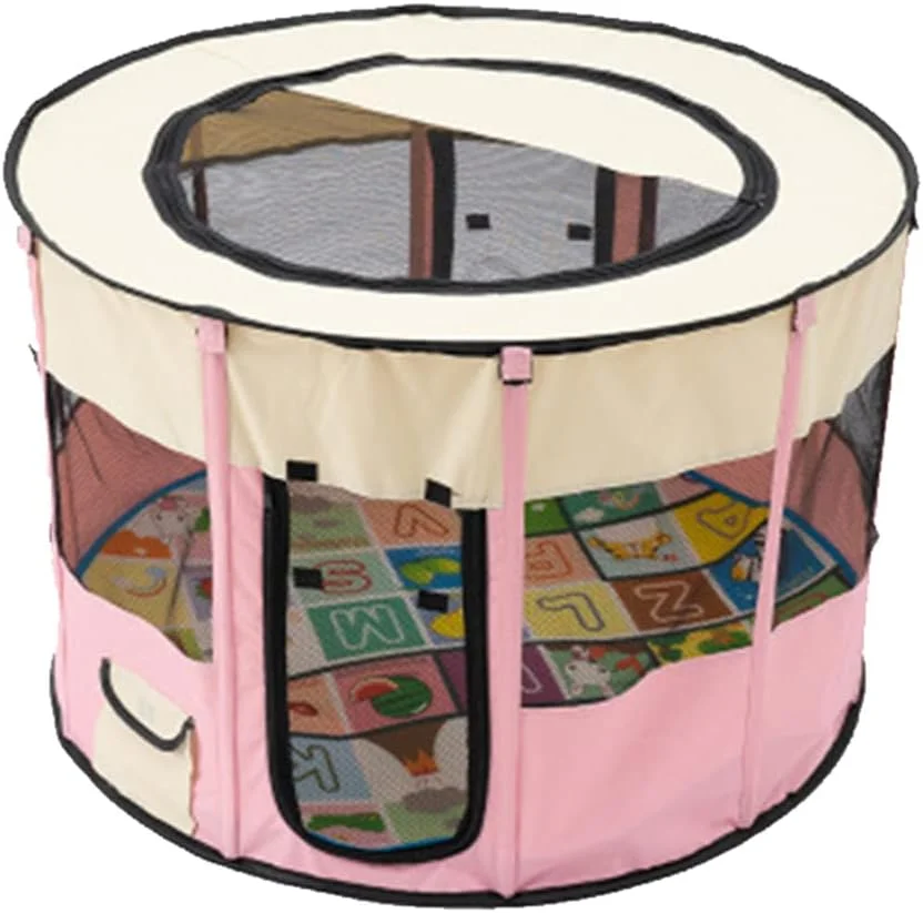 خانه سگ و گربه آنسون بوی مناسب فضای باز برای سگ های کوچک و بزرگ، چادر سگ قابل حمل و تاشو با قابلیت تنفس، خانه گرد بازی حیوانات خانگی، صورتی، سایز بزرگ