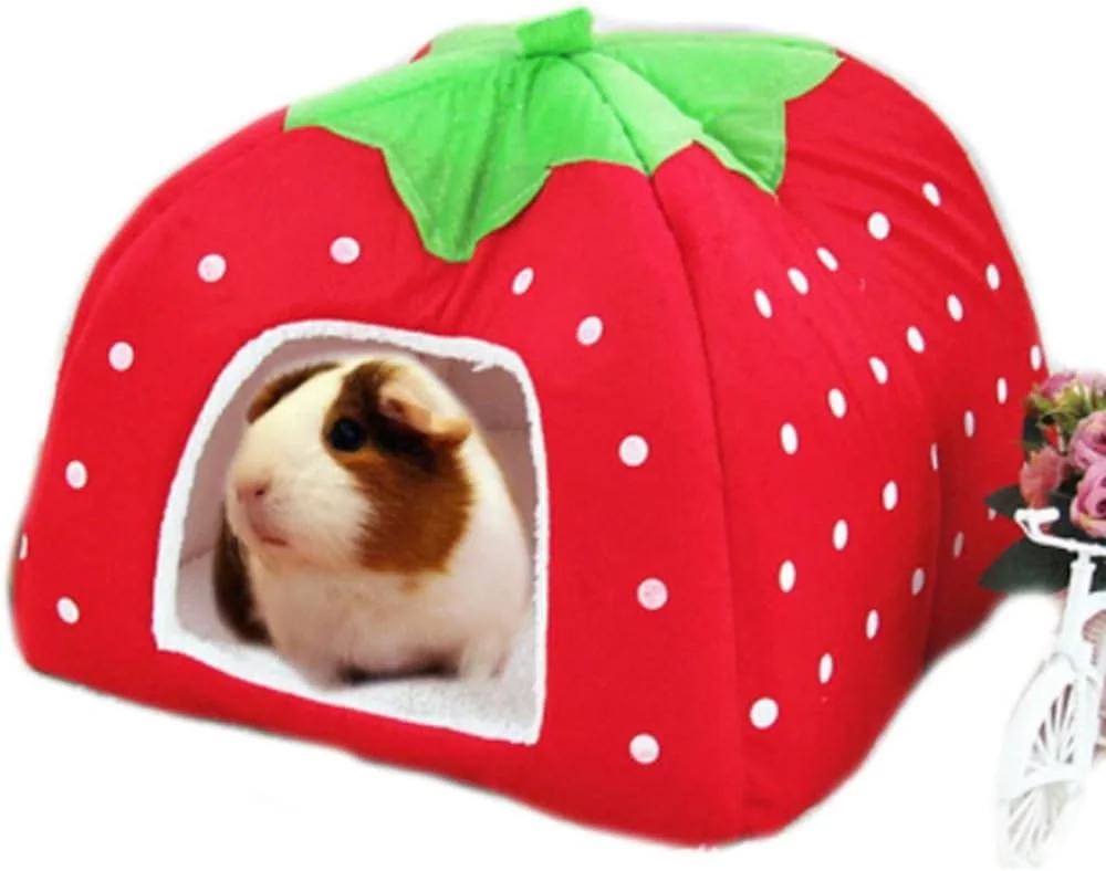 تخت خانه ای حیوانات کوچک، گرم مناسب فصل زمستان برای سنجاب، جوجه تیغی، چینچیلا، لانه قفس (رنگ: روسو، سایز: S)