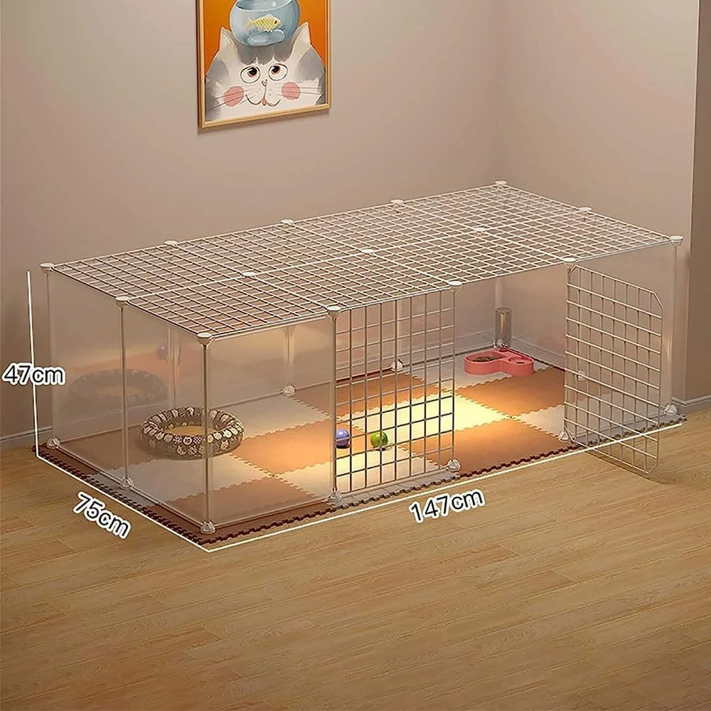 محوطه بازی حیوانات خانگی FC22، قفس بازی شفاف سگ و گربه DIY با درب، حصار حیاط قابل حمل، برای توله سگ، بچه گربه، خوکچه هندی محوطه بازی حیوانات خانگی FC22، قفس بازی شفاف سگ و گربه DIY با درب، حصار حیاط قابل حمل، برای توله سگ، بچه گربه، خوکچه هندی