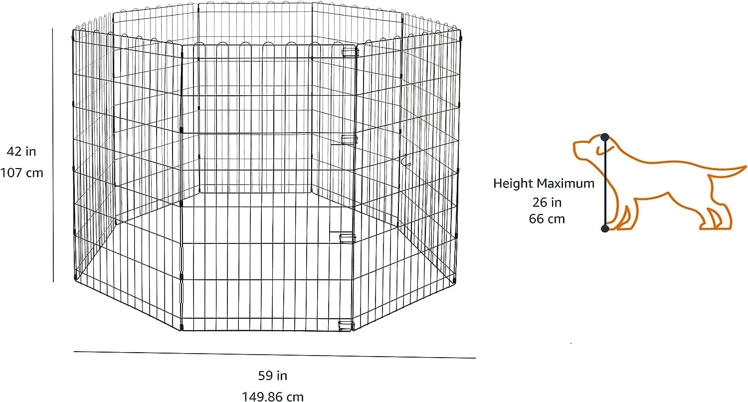 محوطه بازی تاشو فلزی سگ آمازون بیسیکس - 152 x 152 x 106 سانتی متر، مشکی محوطه بازی تاشو فلزی سگ آمازون بیسیکس - 152 x 152 x 106 سانتی متر، مشکی