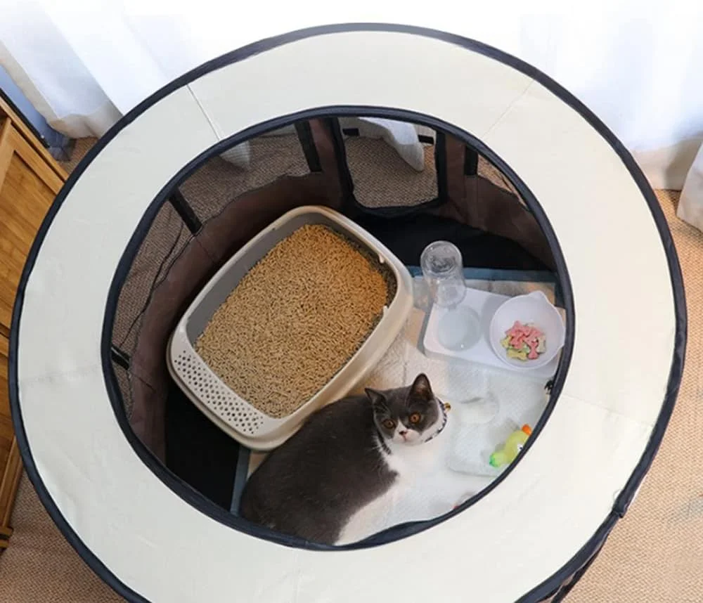 محوطه بازی حیوانات خانگی AMERTEER - محوطه بازی تاشو، زمین بازی بزرگ تاشو سگ، قفس تمرینی با توری تهویه دار، قفس تاشو حیوانات خانگی، اتاق پرورش حیوانات خانگی برای سگ گربه خرگوش در فضای داخلی و خارجی