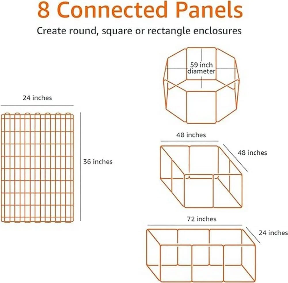 محوطه بازی تاشو فلزی آمازون بیسیکس برای سگ، حصار، تک درب، مشکی، 152.4 x 152.4 x 121.9 سانتی متر
