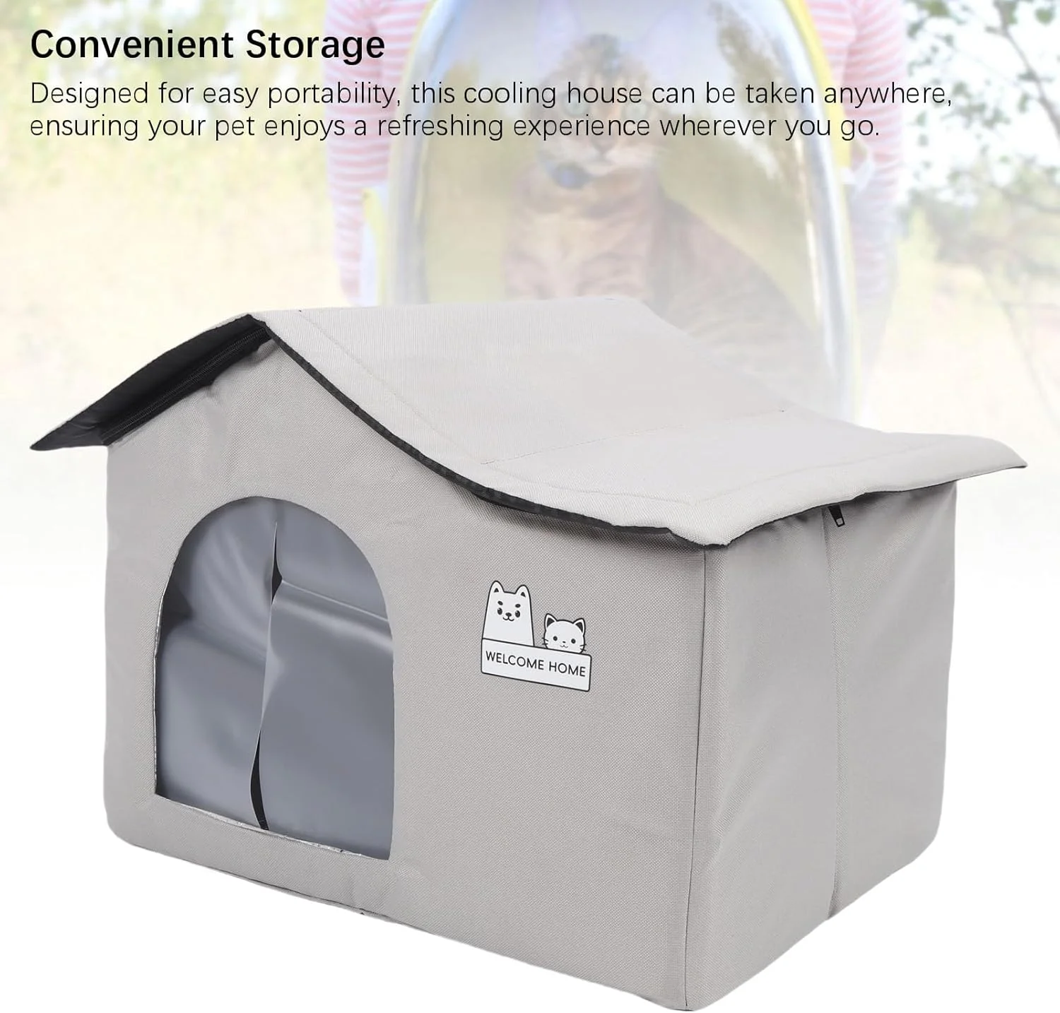 خانه خنک کننده حیوانات خانگی، پارچه آکسفورد فویل آلومینیومی تهویه آسان تمیز کردن خانه گربه در فضای باز قابل حمل جداشدنی 46.5x35.5 سانتی متر خانه سگ در فضای باز برای سگ ها و گربه های کوچک و متوسط خانه خنک کننده حیوانات خانگی، پارچه آکسفورد فویل آلومینیومی تهویه آسان تمیز کردن خانه گربه در فضای باز قابل حمل جداشدنی 46.5x35.5 سانتی متر خانه سگ در فضای باز برای سگ ها و گربه های کوچک و متوسط