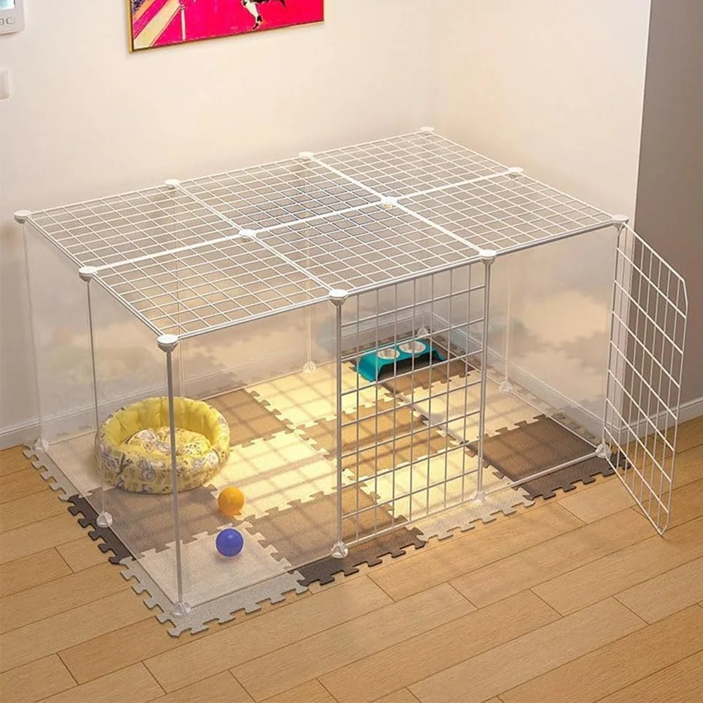 محوطه بازی حیوانات خانگی FC22، قفس بازی شفاف سگ و گربه DIY با درب، حصار حیاط قابل حمل، برای توله سگ، بچه گربه، خوکچه هندی محوطه بازی حیوانات خانگی FC22، قفس بازی شفاف سگ و گربه DIY با درب، حصار حیاط قابل حمل، برای توله سگ، بچه گربه، خوکچه هندی