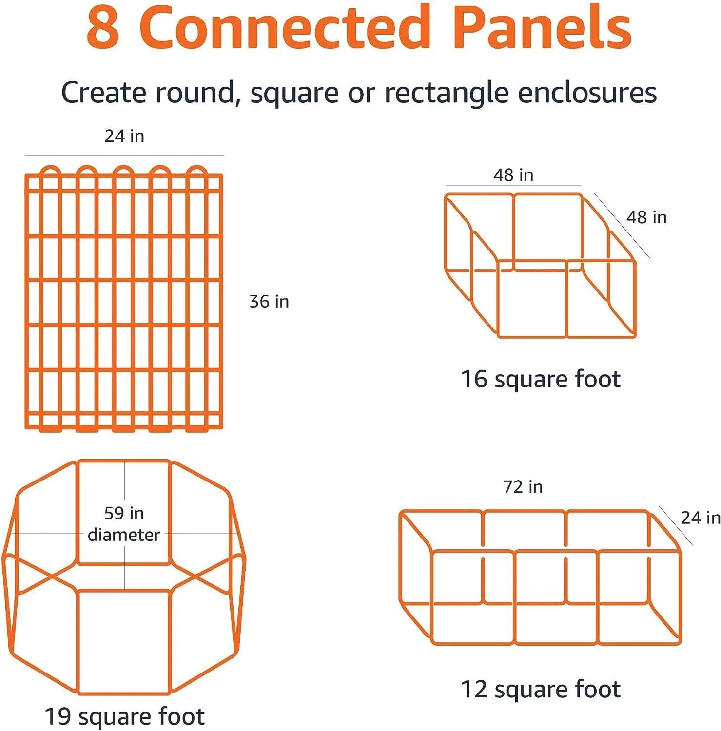 محوطه بازی تاشو فلزی سگ آمازون بیسیکس - 152.4x152.4x91.44 سانتی متر، مشکی