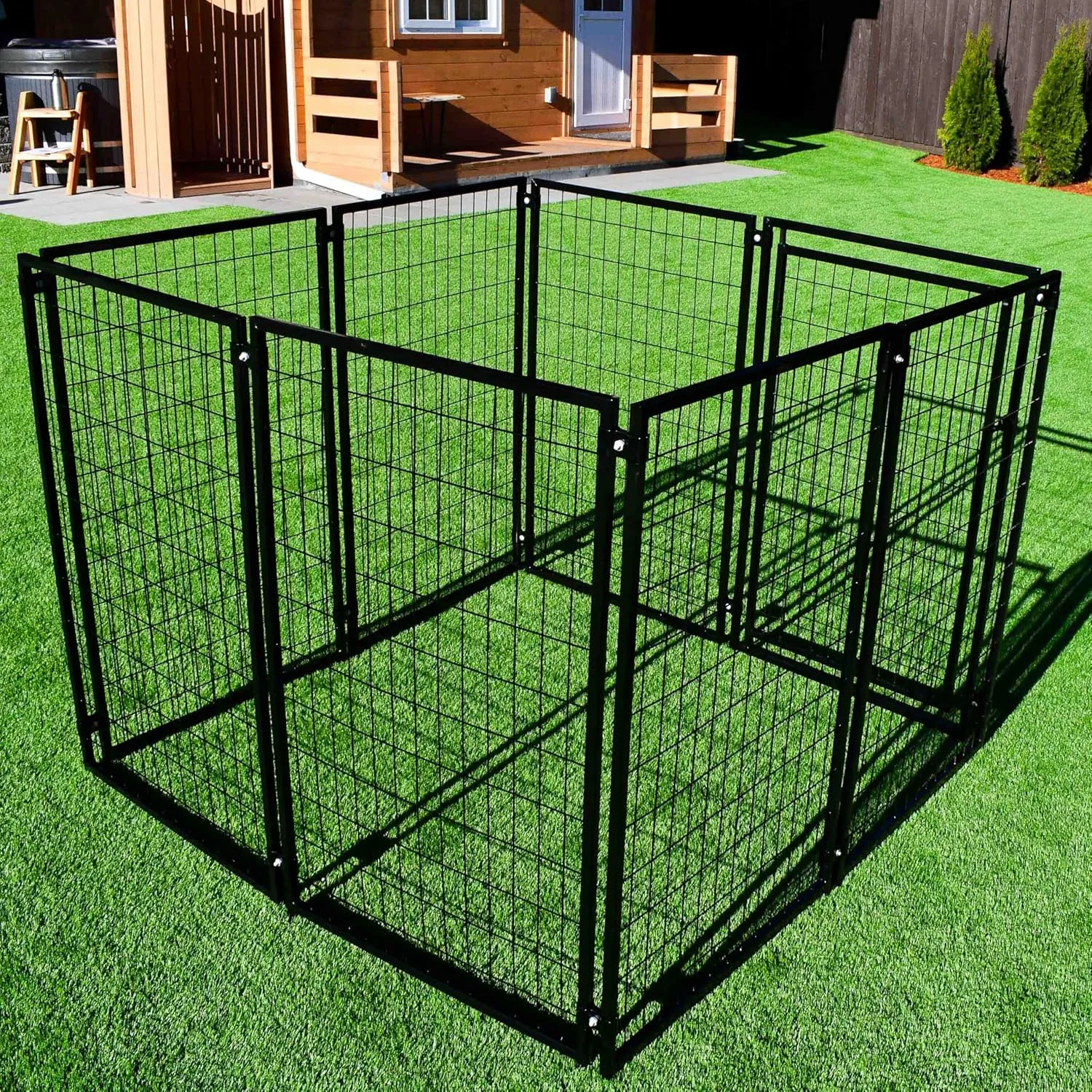 محوطه بازی سگ، قفس مرغ و خروس و خانه حیوانات خانگی ALEKO DK5X5X4SQ، ابعاد 1.5 در 1.5 در 1.2 متر، رنگ مشکی محوطه بازی سگ، قفس مرغ و خروس و خانه حیوانات خانگی ALEKO DK5X5X4SQ، ابعاد 1.5 در 1.5 در 1.2 متر، رنگ مشکی