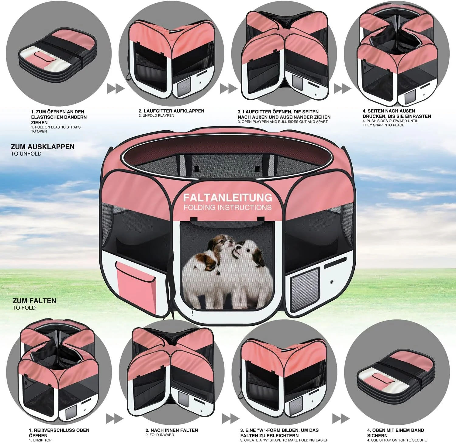 محوطه بازی توله سگ آل پتز یونایتد، محوطه بازی حیوانات، محوطه بازی پایدار توله سگ، محوطه بزرگ XXL در فضای باز برای سگ ها، گربه ها، خرگوش ها و حیوانات کوچک در داخل و خارج از منزل (صورتی) محوطه بازی توله سگ آل پتز یونایتد، محوطه بازی حیوانات، محوطه بازی پایدار توله سگ، محوطه بزرگ XXL در فضای باز برای سگ ها، گربه ها، خرگوش ها و حیوانات کوچک در داخل و خارج از منزل (صورتی)