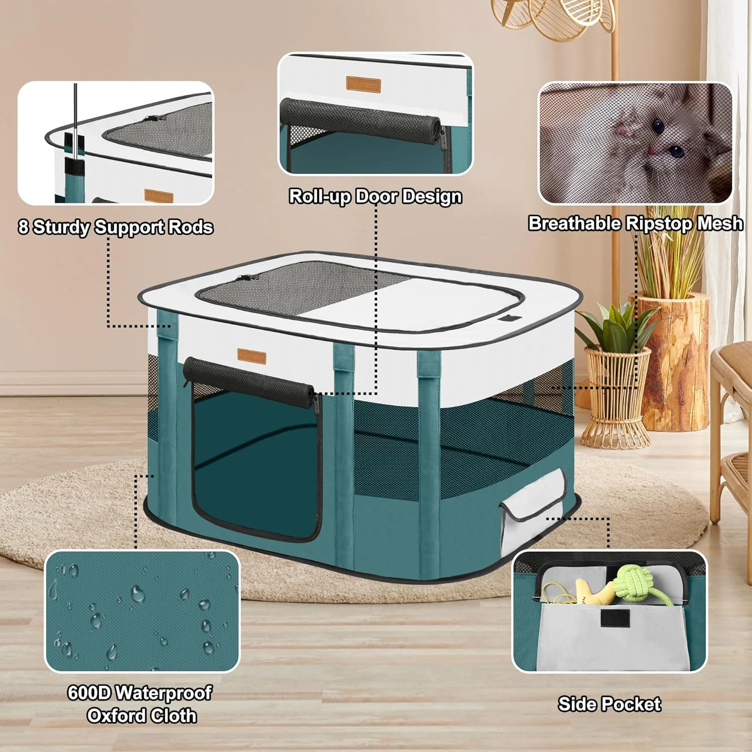 محوطه بازی سگ آکینری - محوطه بازی تاشو گربه برای توله سگ، بچه گربه، خرگوش، چادر حیوانات خانگی قابل حمل با کیف حمل برای مسافرت کمپینگ در فضای داخلی/خارجی (آبی-بزرگ) محوطه بازی سگ آکینری - محوطه بازی تاشو گربه برای توله سگ، بچه گربه، خرگوش، چادر حیوانات خانگی قابل حمل با کیف حمل برای مسافرت کمپینگ در فضای داخلی/خارجی (آبی-بزرگ)