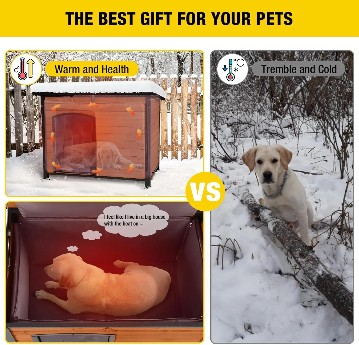 خانه سگ آیویتووین مناسب فضای باز و داخل خانه، لانه سگ با پوشش عایق برای زمستان، قفس سگ بزرگ ضد آب برای سگ های کوچک، متوسط و بزرگ، قاب آهنی منحصر به فرد در اطراف خانه سگ آیویتووین مناسب فضای باز و داخل خانه، لانه سگ با پوشش عایق برای زمستان، قفس سگ بزرگ ضد آب برای سگ های کوچک، متوسط و بزرگ، قاب آهنی منحصر به فرد در اطراف