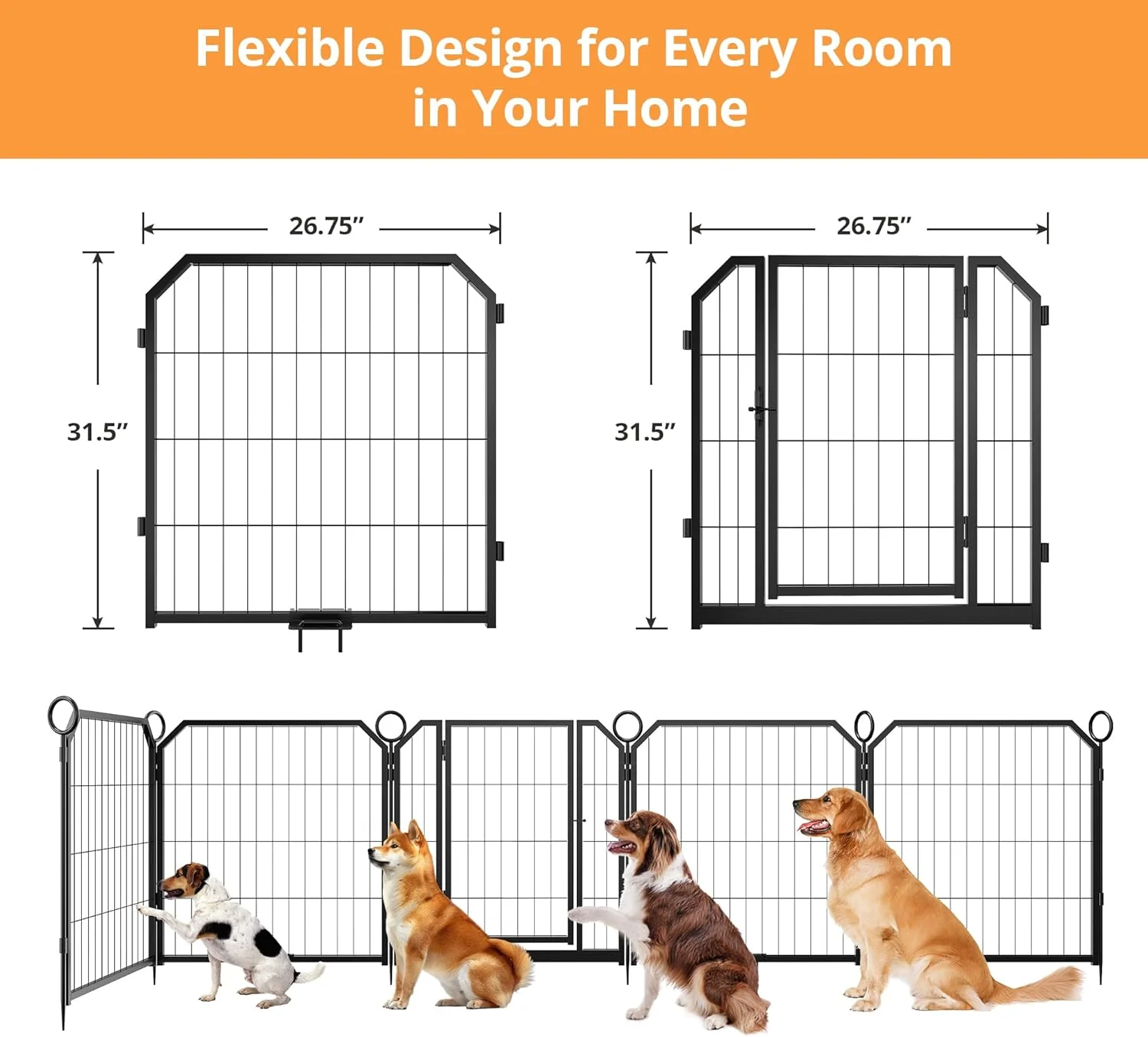 محوطه بازی بزرگ و قابل تنظیم سگ، 16 پنل با ارتفاع 32 اینچ به همراه دروازه، ایده آل برای سگ های متوسط و بزرگ، نگهداری آسان، طرح بندی متنوع برای فضاهای داخلی، حیاط و ماجراجویی های کمپینگ. محوطه بازی بزرگ و قابل تنظیم سگ، 16 پنل با ارتفاع 32 اینچ به همراه دروازه، ایده آل برای سگ های متوسط و بزرگ، نگهداری آسان، طرح بندی متنوع برای فضاهای داخلی، حیاط و ماجراجویی های کمپینگ.