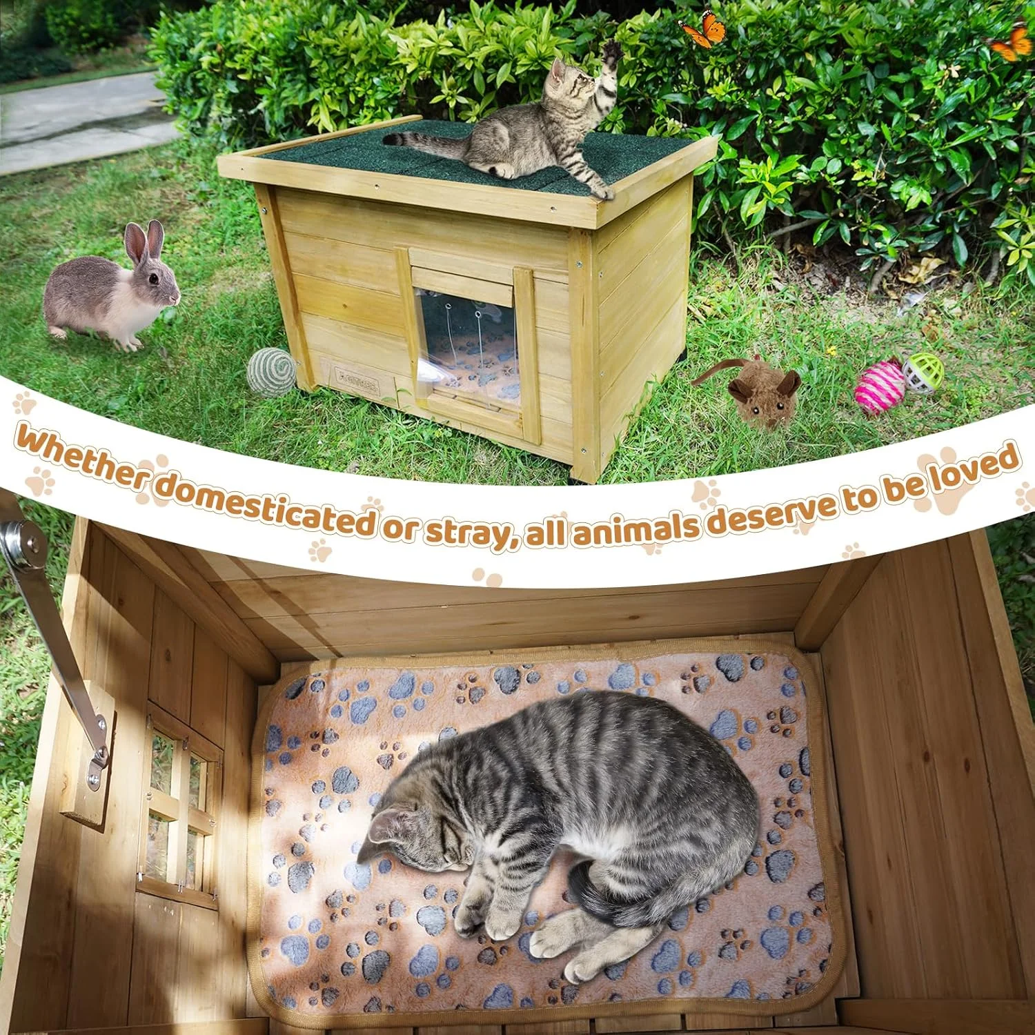 خانه حیوانات چوبی فضای باز Agitree، پناهگاه زمستانی ضد آب برای سگ ها و گربه ها، طراحی مرتفع با پنجره (زرد، 22.56 * 17.71 * 16.73) خانه حیوانات چوبی فضای باز Agitree، پناهگاه زمستانی ضد آب برای سگ ها و گربه ها، طراحی مرتفع با پنجره (زرد، 22.56 * 17.71 * 16.73)