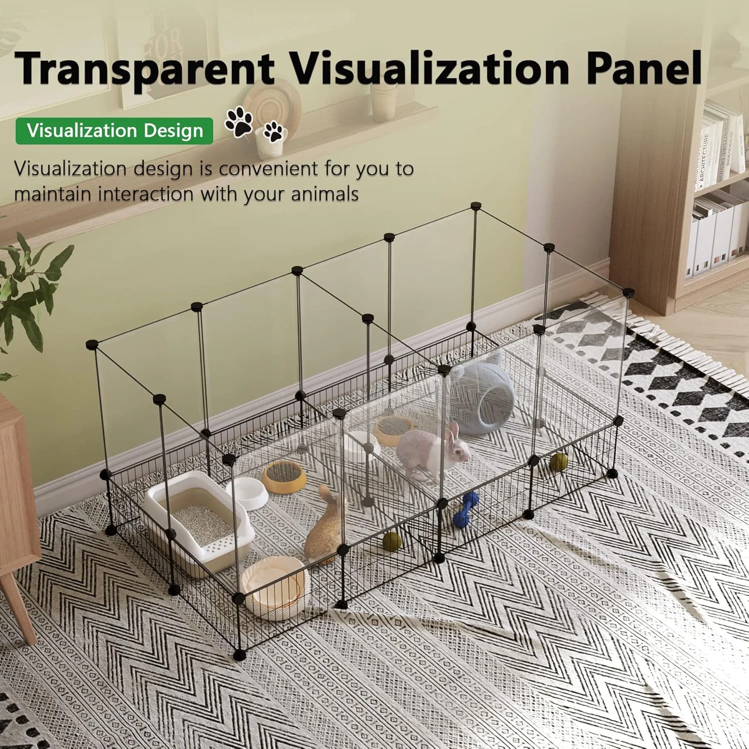 محوطه بازی حیوانات خانگی C&AHOME، محوطه بازی داخلی حیوانات کوچک، حصار ورزشی DIY، قفس محوطه بازی، طراحی گسترده و قابل حمل برای خرگوش، راسو، جوجه تیغی، 156 سانتی متر طول x 64.5 سانتی متر عرض x 56.6 سانتی متر ارتفاع، شفاف و مشکی UTW3040W محوطه بازی حیوانات خانگی C&AHOME، محوطه بازی داخلی حیوانات کوچک، حصار ورزشی DIY، قفس محوطه بازی، طراحی گسترده و قابل حمل برای خرگوش، راسو، جوجه تیغی، 156 سانتی متر طول x 64.5 سانتی متر عرض x 56.6 سانتی متر ارتفاع، شفاف و مشکی UTW3040W