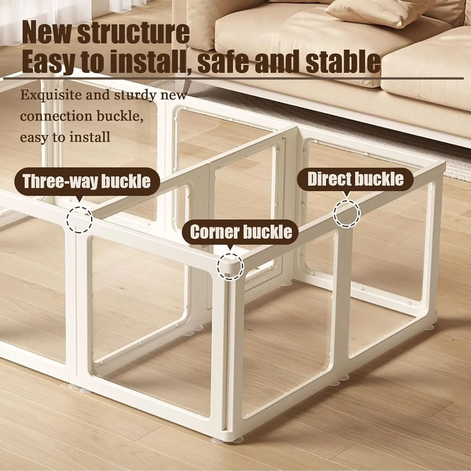 محوطه بازی سگ اکریلیک شفاف، حصار سگ داخلی، محوطه بازی اکریلیک برای سگ ها، دروازه حیوانات خانگی سگ داخلی با درب، محکم و تمیز کردن آسان، برای حیوانات خانگی کوچک تا متوسط ​​و توله سگ ها (ارتفاع 60 سانتی متر، 246x126 سانتی متر)