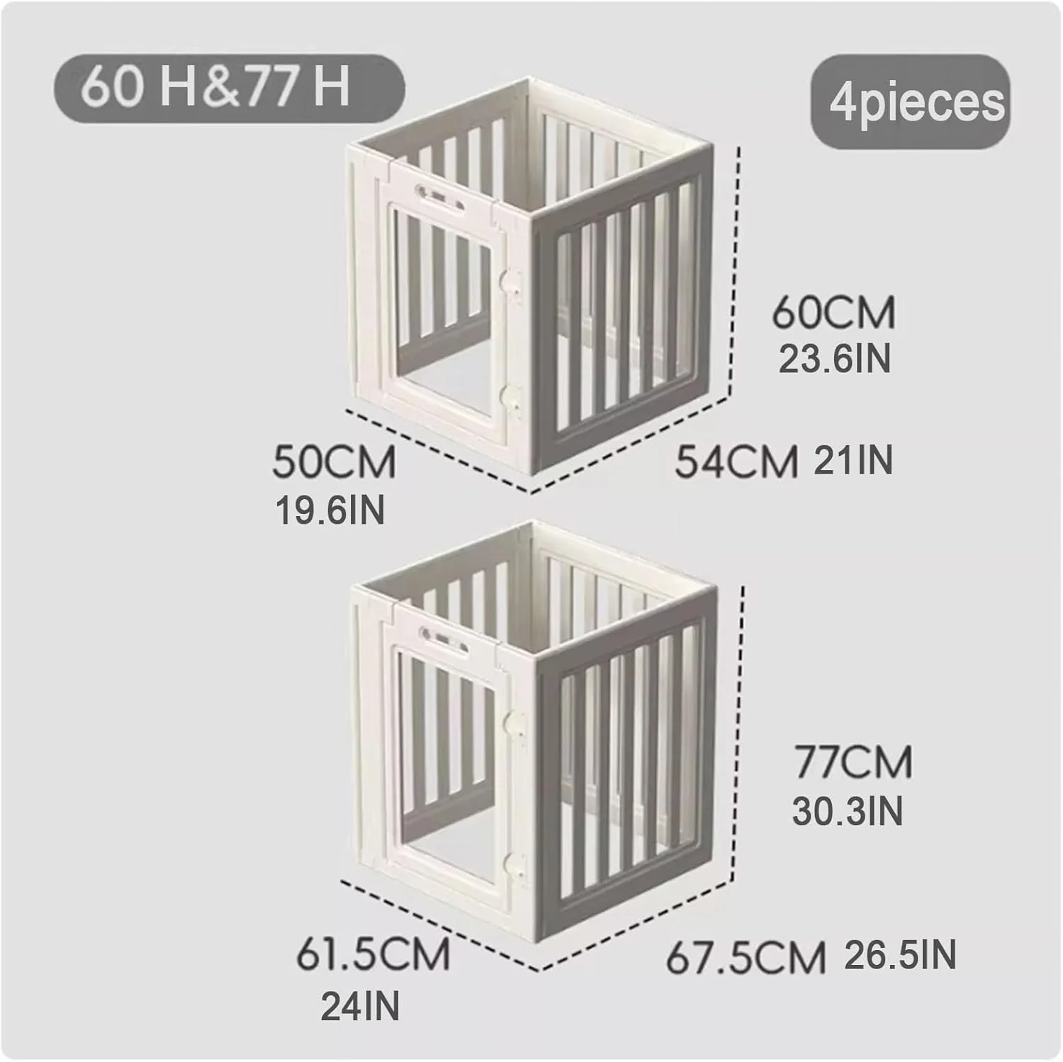 محوطه بازی سگ آکریلیک شفاف، حصار سگ داخلی، محوطه بازی حیوانات خانگی، حصار سگ شفاف، حصار قابل حمل و بادوام، موانع سگ برای خانه، خانه، پله ها، شومینه (ارتفاع 60 سانتی متر، 4 پنل)