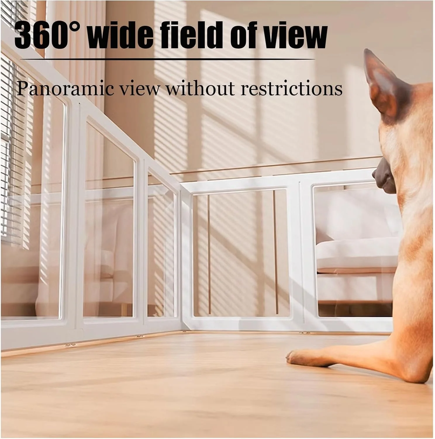 محوطه بازی سگ آکریلیک شفاف، حصار سگ داخلی، محوطه بازی حیوانات خانگی، حصار سگ شفاف، حصار قابل حمل و بادوام، موانع سگ برای خانه، خانه، پله ها، شومینه (ارتفاع 60 سانتی متر، 4 پنل)