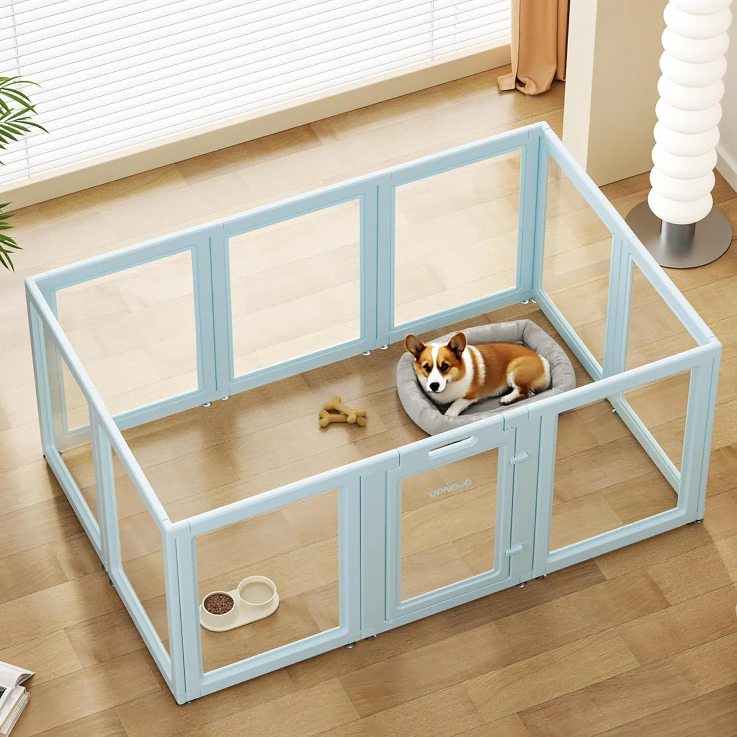 محوطه بازی سگ اکریلیک شفاف داخلی، محوطه بازی توله سگ شفاف با مونتاژ آسان، حصار سگ بادوام و قابل گسترش برای توله سگ ها و سگ های کوچک (ارتفاع 23.6 اینچ، 10 عدد)