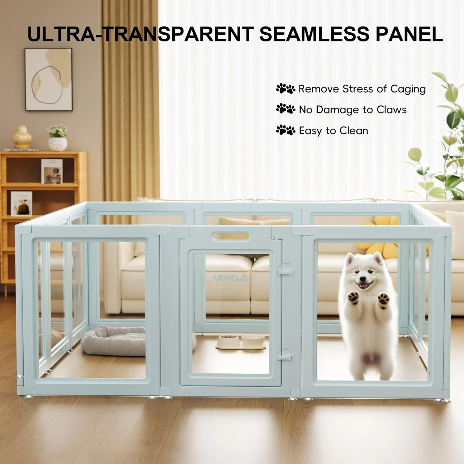 محوطه بازی سگ اکریلیک شفاف داخلی، محوطه بازی توله سگ شفاف با مونتاژ آسان، حصار سگ بادوام و قابل گسترش برای توله سگ ها و سگ های کوچک (ارتفاع 23.6 اینچ، 10 عدد)