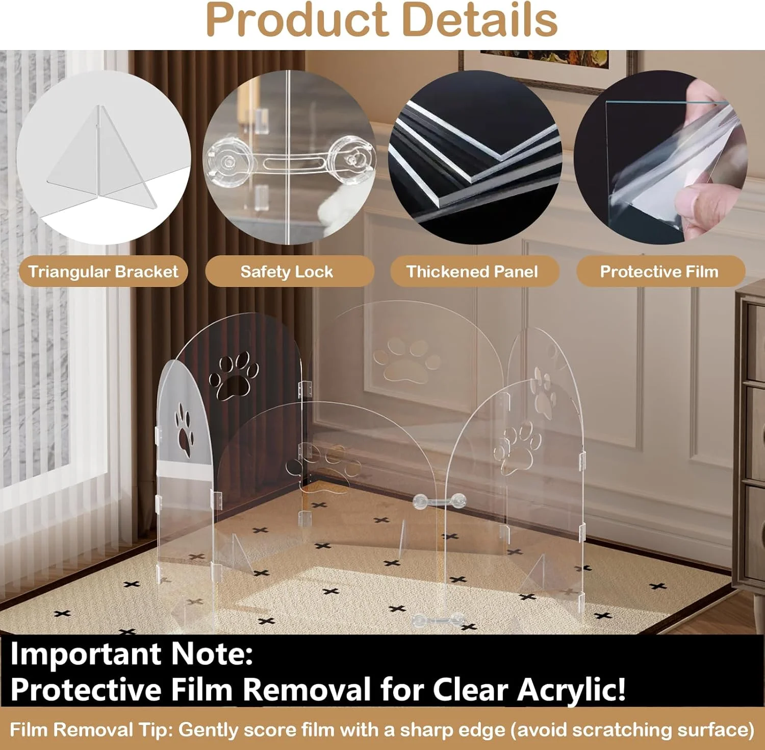 دروازه سگ اکریلیک ضخیم شده، حصار حیوانات خانگی شفاف، تاشو و مستقل، مانع داخلی برای توله سگ ها و بچه گربه ها (6 پنل - 120 اینچ عرض x 24 اینچ ارتفاع) دروازه سگ اکریلیک ضخیم شده، حصار حیوانات خانگی شفاف، تاشو و مستقل، مانع داخلی برای توله سگ ها و بچه گربه ها (6 پنل - 120 اینچ عرض x 24 اینچ ارتفاع)