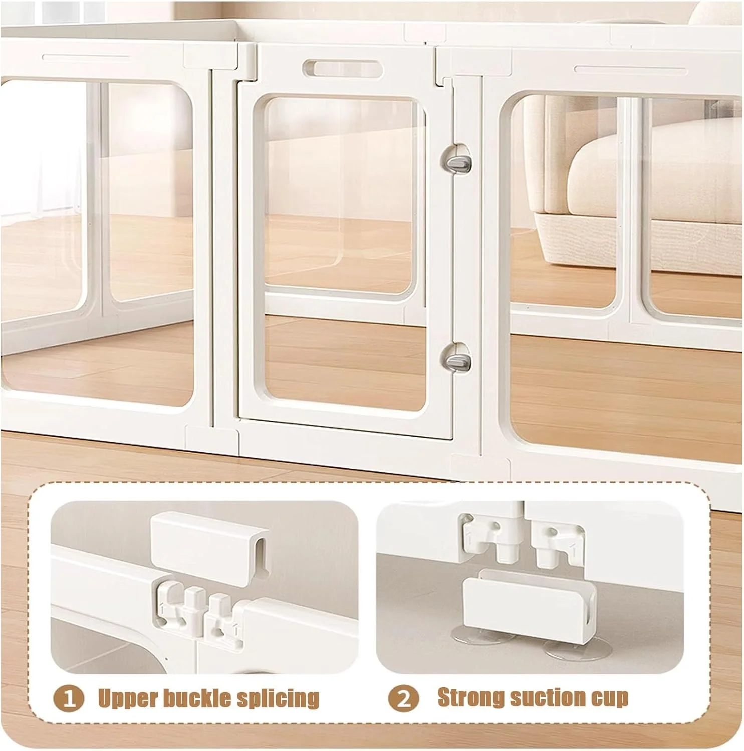 محوطه بازی توله سگ اکریلیک، دروازه حیوانات خانگی فوق عریض و محوطه بازی سگ، حصار سگ، محوطه بازی حیوانات خانگی، حصار قابل حمل و بادوام، حصار محکم و با تمیز کردن آسان، موانع سگ برای خانه، خانه، پله ها (H75CM، B-126x66cm/50x26IN)