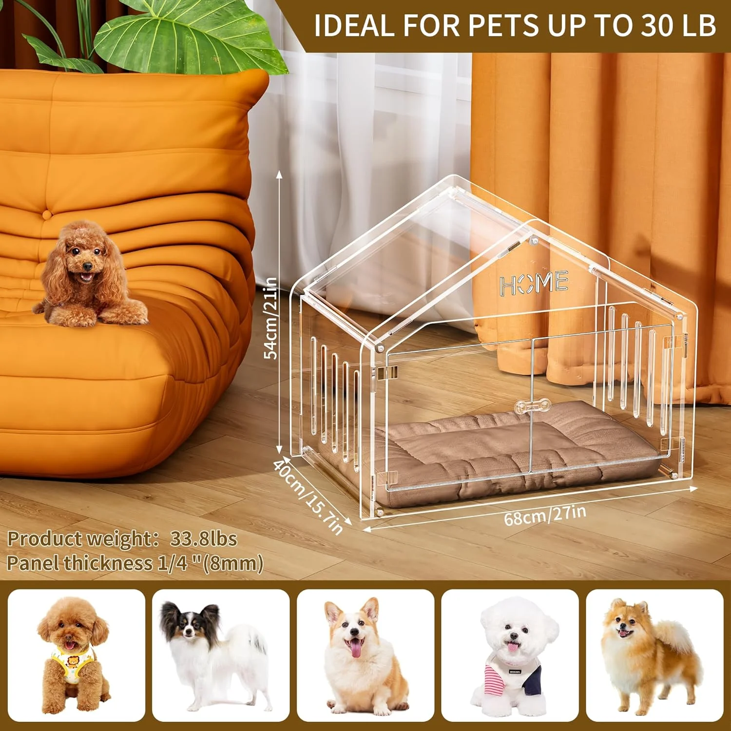 خانه سگ اکریلیک مناسب فضای داخلی. باکس شفاف سگ برای سگ های کوچک، لانه مدرن سگ مناسب فضای داخلی برای اکثر حیوانات خانگی سگ و گربه کوچک (شفاف، 40 * 55 * 68 سانتی متر) خانه سگ اکریلیک مناسب فضای داخلی. باکس شفاف سگ برای سگ های کوچک، لانه مدرن سگ مناسب فضای داخلی برای اکثر حیوانات خانگی سگ و گربه کوچک (شفاف، 40 * 55 * 68 سانتی متر)
