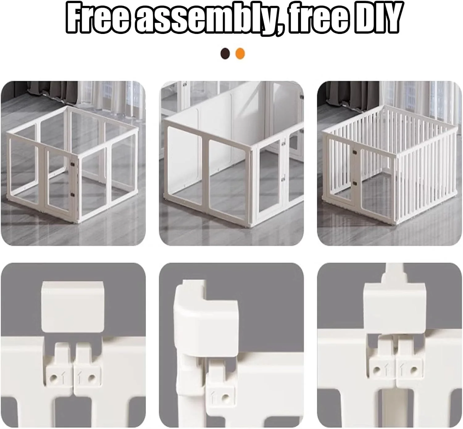 محوطه بازی سگ پلاستیکی اکریلیک شفاف داخلی، محوطه بازی سگ شفاف، نصب و برداشتن آسان محوطه بازی و قفس سگ، برای توله سگ گربه خرگوش راسو قلم حیوانات خانگی شفاف (H77CM، B-10 پنل)