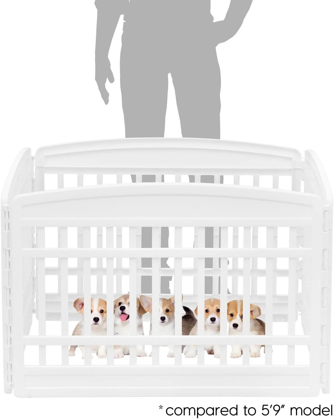 محوطه بازی توله سگ IRIS USA، 4 پنل، 24 اینچی، 35 x 35 x 24، حصار توله سگ، محوطه بازی سگ، محوطه بازی سگ در داخل خانه، حصار حیوانات خانگی، توله سگ ها/سگ های کوچک، سفید