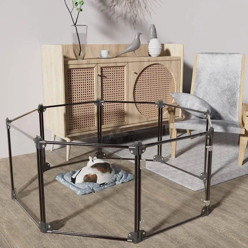 محوطه بازی سگ اکریلیک جداشدنی، محوطه بازی حیوانات خانگی قابل حمل، قفس تمرین حیوانات خانگی خانه بازی سگ برای توله سگ و گربه استفاده در کمپینگ مسافرتی در فضای باز و سرپوشیده