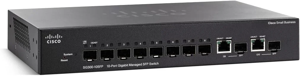 سوئیچ مدیریتی گیگابیتی 10 پورت SFP سیسکو SG300-10SFP-K9-EU CSB SG 300-10 (8 SFP+2 COMB IN)