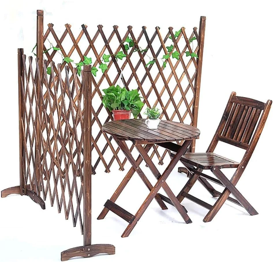 حصار باغچه، حصار چوبی/حصار تزئینی برای بالکن/نرده تلسکوپی/تزئین توری/حصار باغ بیرونی/حصار حیوانات خانگی/درب مانع جمع شونده (اندازه: 170 * 90 سانتی متر)