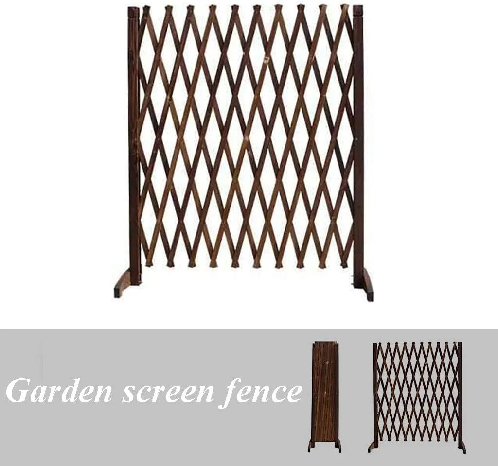 حصار باغچه ای / حصار چوبی تلسکوپی / حصار چوبی مشبک / داربست تزئینی باغ / حصار حیوانات خانگی / درب مانع (اندازه: 170 × 90 سانتی متر) جمع شونده (Size : 170 * 90CM)