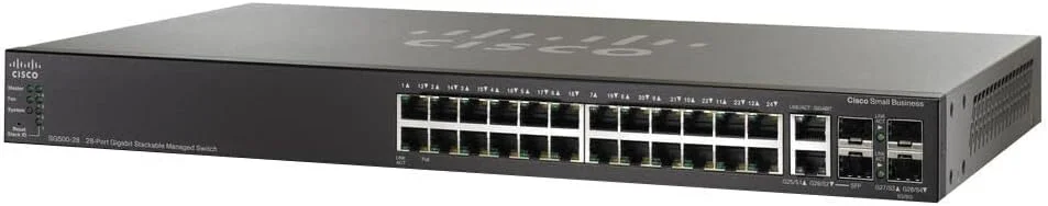 سوییچ مدیریتی استک‌شونده 28 پورت گیگابیتی Cisco SG500-28MPP-K9-NA با حداکثر PoE