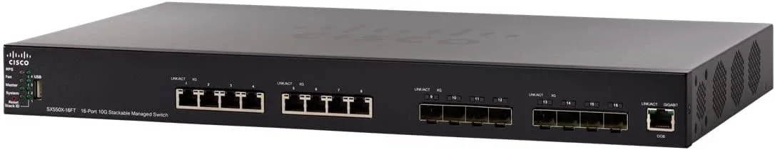 سوئیچ مدیریتی استک‌شدنی 16 پورت 10G سیسکو SX550X-16FT - 16 پورت - مدیریت‌پذیر - پشتیبانی از لایه 2 - زوج سیم تابیده