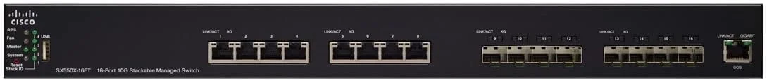 سوئیچ مدیریتی استک‌شدنی 16 پورت 10G سیسکو SX550X-16FT - 16 پورت - مدیریت‌پذیر - پشتیبانی از لایه 2 - زوج سیم تابیده