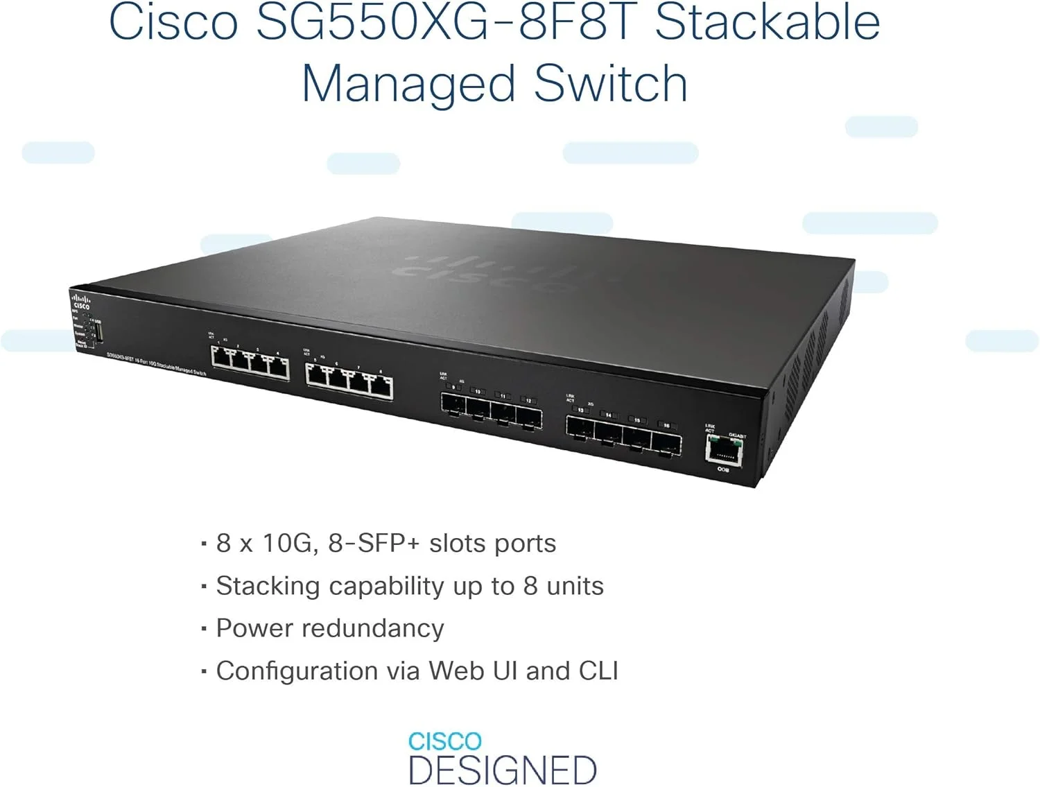 سوئیچ 16 پورت سیسکو SG550XG-8F8T-K9-NA مدل 8F8T سوئیچ 16 پورت سیسکو SG550XG-8F8T-K9-NA مدل 8F8T