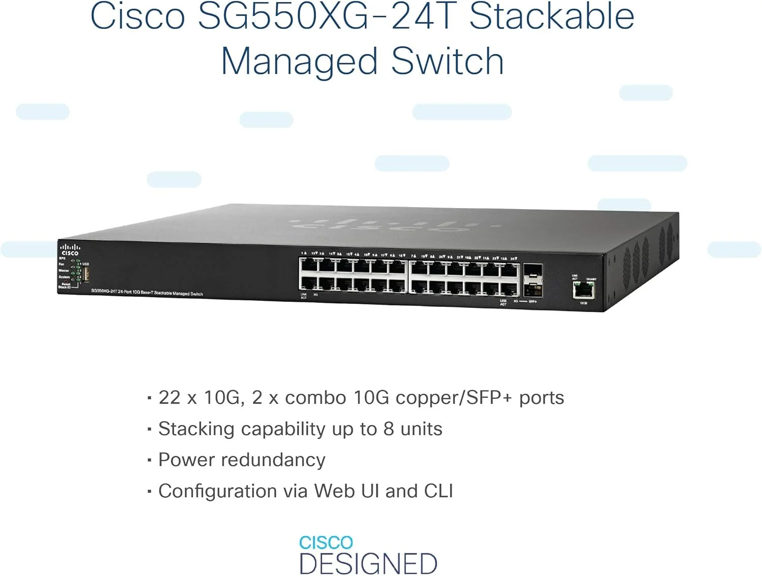 سوئیچ 24 پورت سیسکو SG550XG-24T-K9-NA