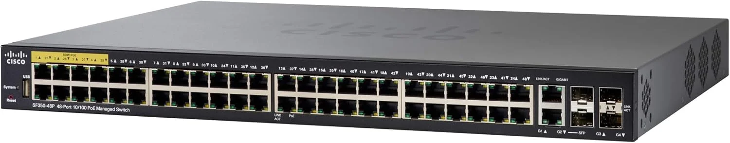سوییچ مدیریتی 48 پورت سیسکو SF350-48P 10/100 POE