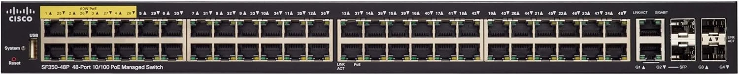 سوییچ مدیریتی 48 پورت سیسکو SF350-48P 10/100 POE سوییچ مدیریتی 48 پورت سیسکو SF350-48P 10/100 POE