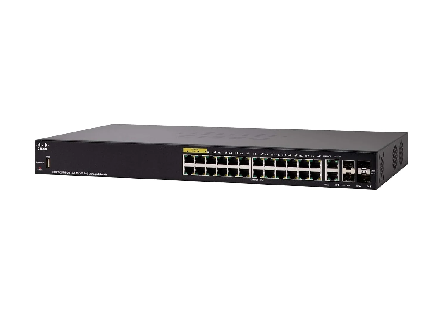 سوئیچ مدیریتی 24 پورت سیسکو SF350-24Mp 10/100 با حداکثر PoE
