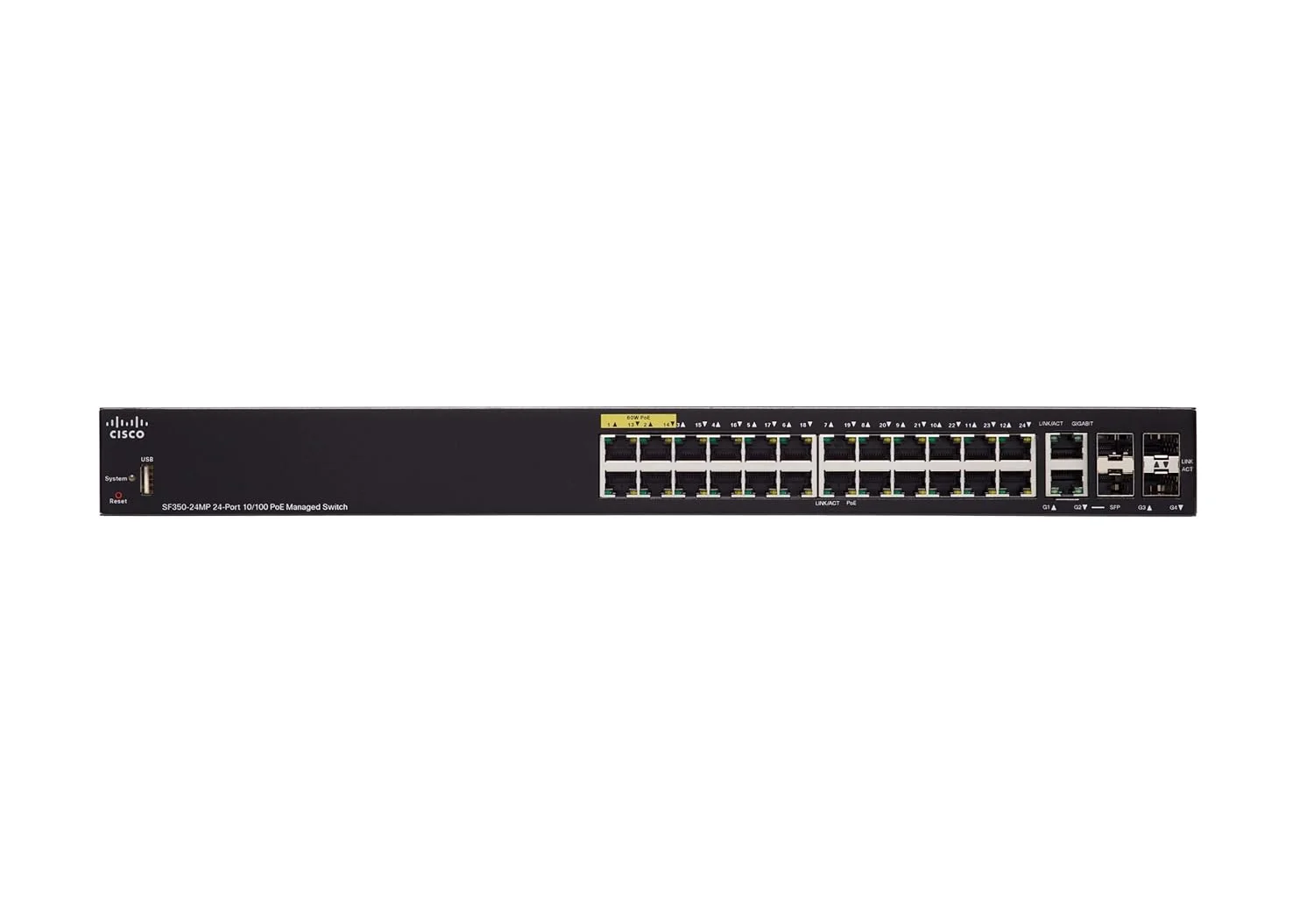 سوئیچ مدیریتی 24 پورت سیسکو SF350-24Mp 10/100 با حداکثر PoE سوئیچ مدیریتی 24 پورت سیسکو SF350-24Mp 10/100 با حداکثر PoE