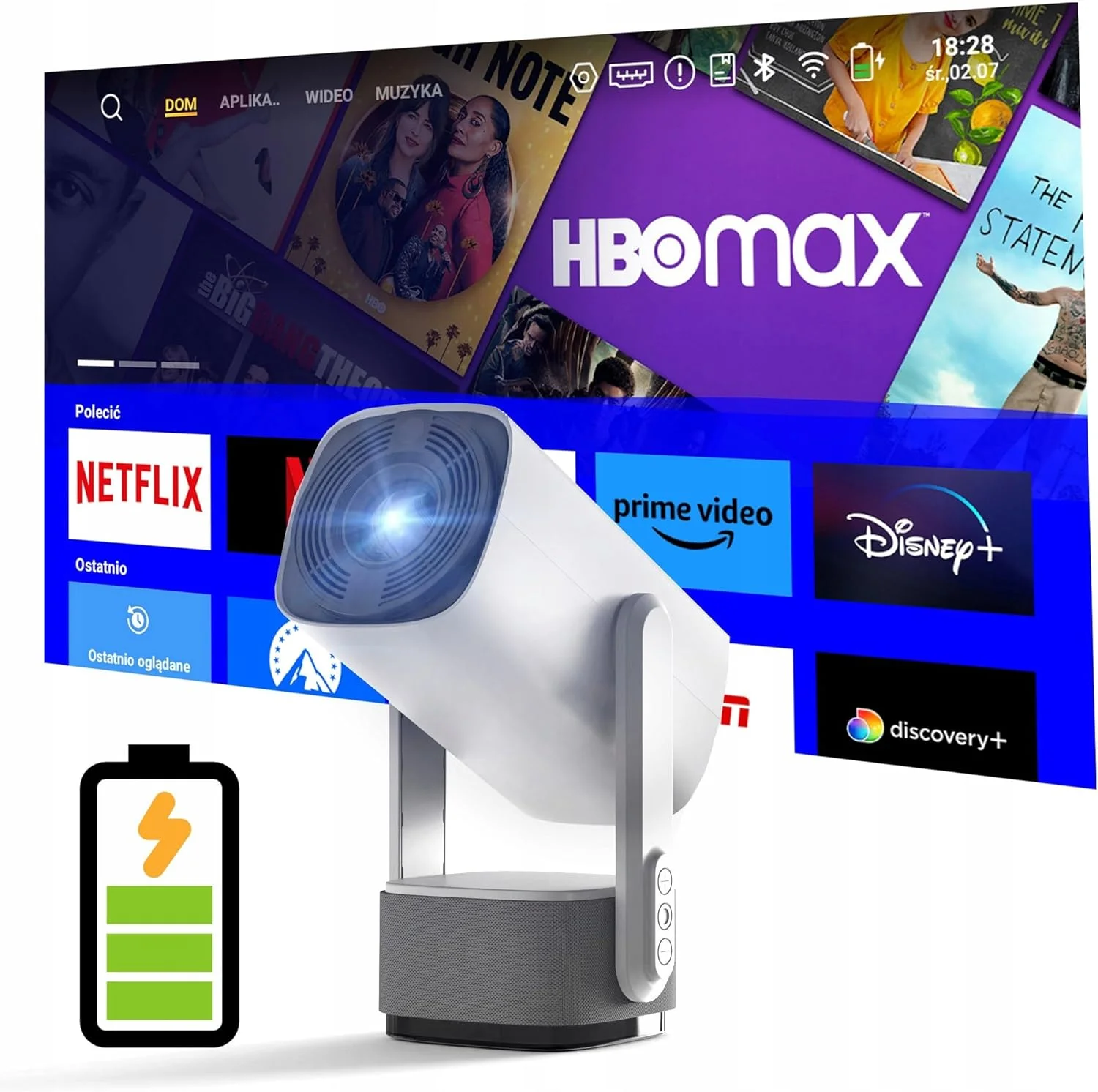 پروژکتور مینی LED قابل حمل B52 K2 با باتری داخلی، سینمای خانگی، تلویزیون هوشمند، پروژکتور جیبی وای فای، پشتیبانی از 4K 1080P، پروژکتور سینمای خانگی، چرخش 360 درجه، فوکوس خودکار، اندروید 11