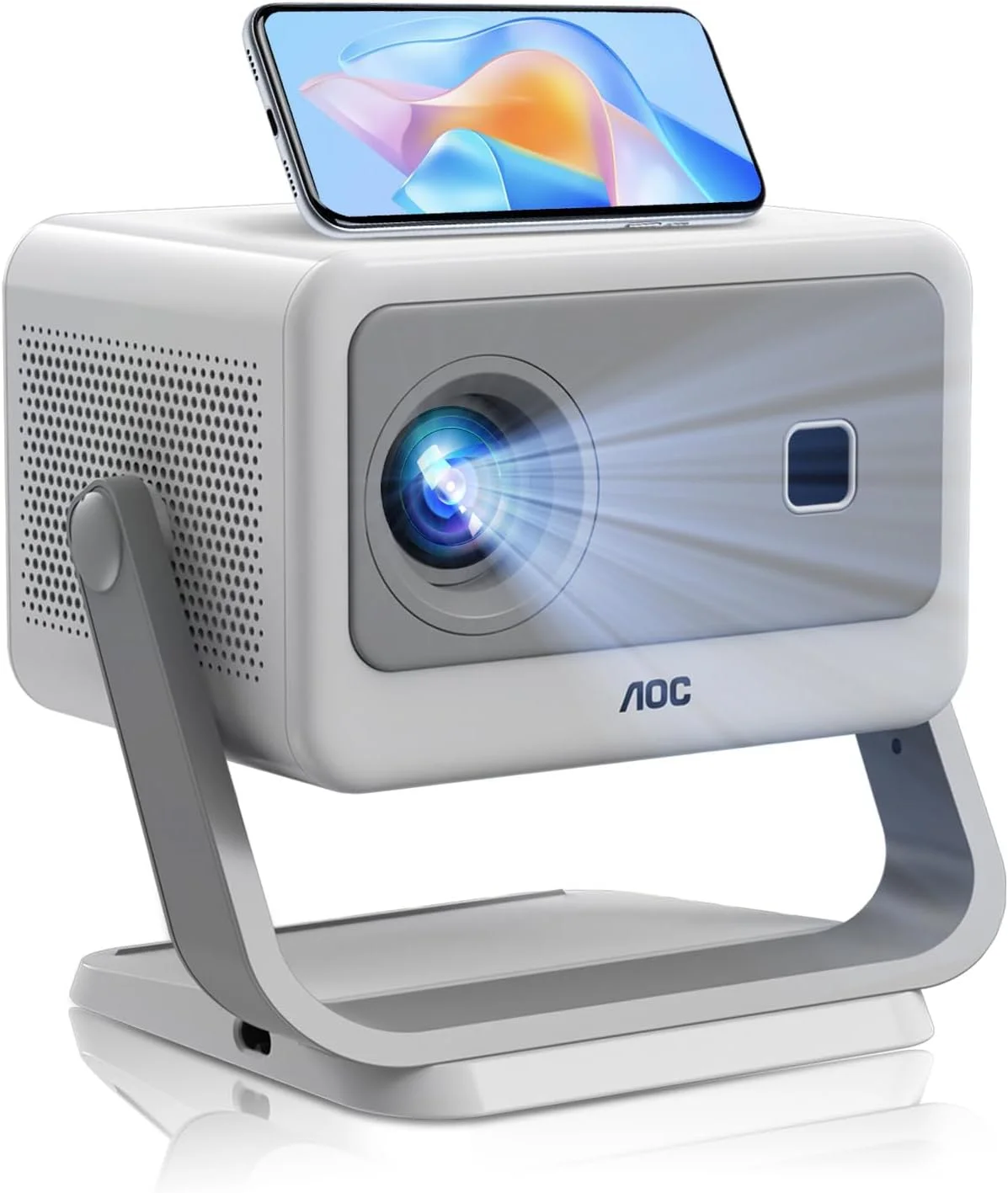 پروژکتور قابل حمل AOC، 1080P، 12000 لومن، پشتیبانی از 4K، وای فای 6 5G، سازگار با IOS/Android/PC/PS4/PS5، صفحه نمایش 300 اینچی