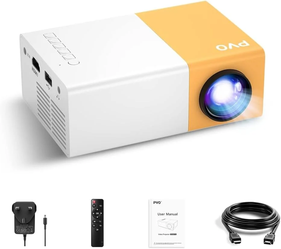 پروژکتور مینی AMERTEER L2600 با پشتیبانی از 1080P، پروژکتور کوچک قابل حمل WiFi و بلوتوث با HDMI USB، سازگار با تلفن و TV Stick، پروژکتور فیلم سینمای خانگی برای اتاق خواب، کودکان، استفاده در فضای باز