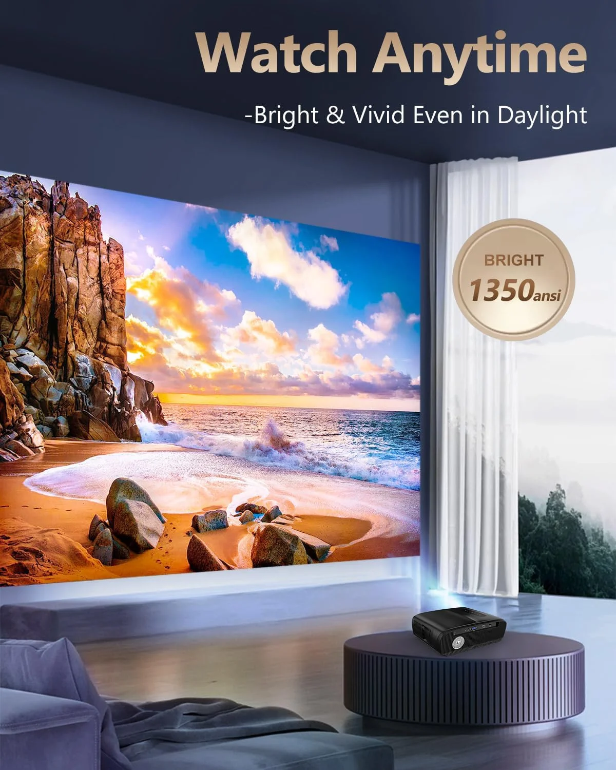 پروژکتور خانگی 4K HDR با روشنایی 1350 انسی، مناسب تئاتر خانگی، پروژکتور هوشمند فیلم و بازی با قابلیت WiFi 6، بلوتوث، NETFLIX، برنامهها، فوکوس خودکار ToF، پرتاب کوتاه 1.2، HDMI ARC، مناسب اتاق خواب و اتاق روشن پروژکتور خانگی 4K HDR با روشنایی 1350 انسی، مناسب تئاتر خانگی، پروژکتور هوشمند فیلم و بازی با قابلیت WiFi 6، بلوتوث، NETFLIX، برنامهها، فوکوس خودکار ToF، پرتاب کوتاه 1.2، HDMI ARC، مناسب اتاق خواب و اتاق روشن