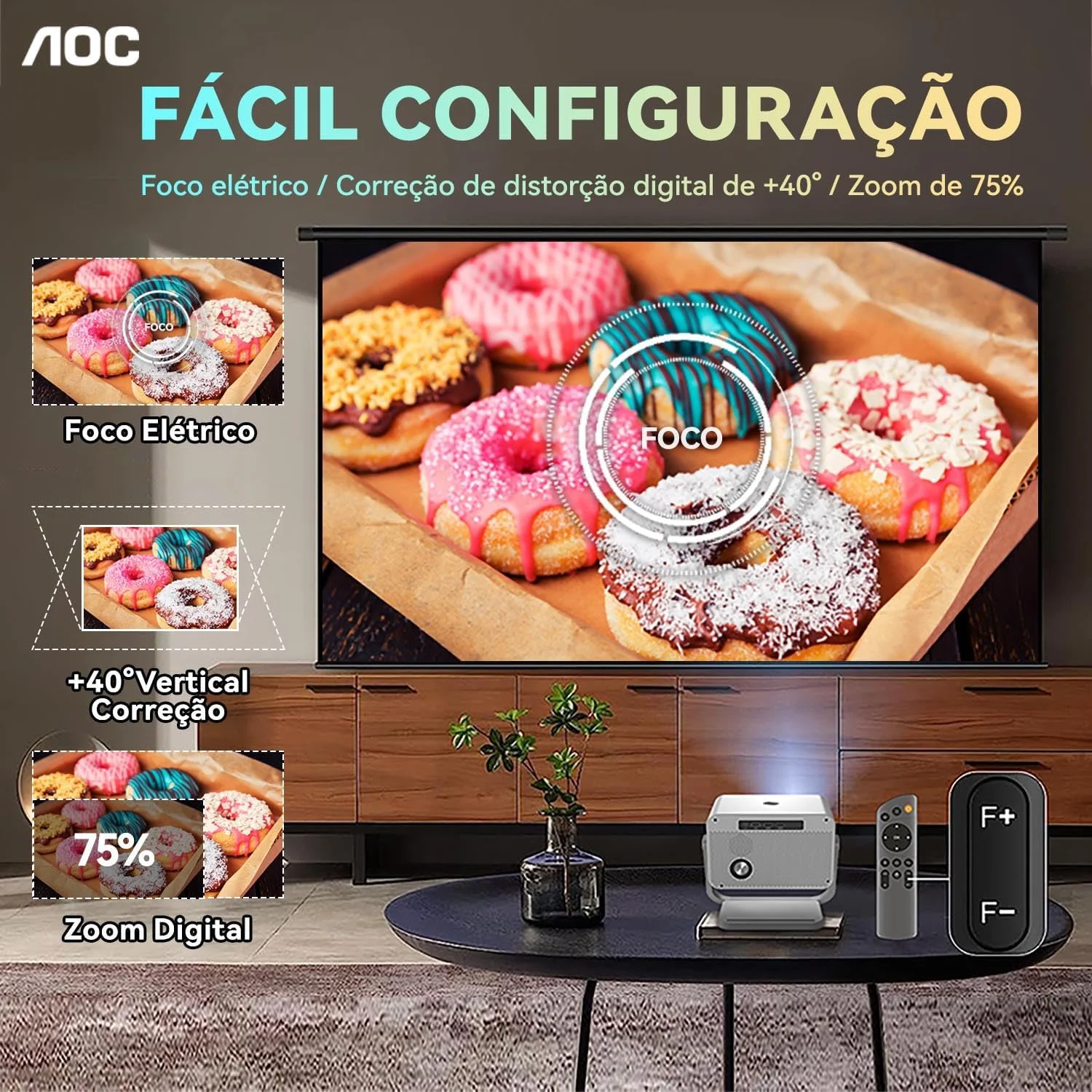 پروژکتور قابل حمل AOC، 1080P، 12000 لومن، پشتیبانی از 4K، وای فای 6 5G، سازگار با IOS/Android/PC/PS4/PS5، صفحه نمایش 300 اینچی پروژکتور قابل حمل AOC، 1080P، 12000 لومن، پشتیبانی از 4K، وای فای 6 5G، سازگار با IOS/Android/PC/PS4/PS5، صفحه نمایش 300 اینچی