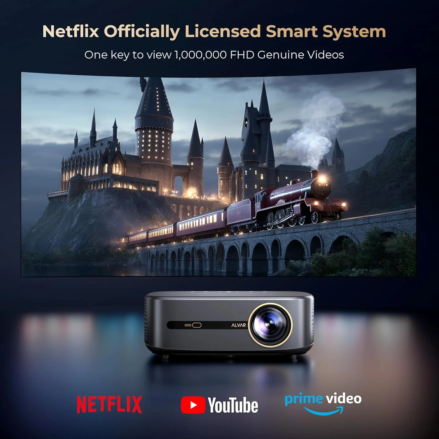 پروژکتور 4K آلوار با 1000 انسی لومن و صدای DBX-TV، دارای WiFi 6 و بلوتوث، دارای مجوز رسمی نتفلیکس و صدای Dolby، فوکوس خودکار و اصلاح کیستون خودکار، پروژکتور هوشمند Native 1080P با HDR10+ و بلندگوهای 30 واتی، مشکی پروژکتور 4K آلوار با 1000 انسی لومن و صدای DBX-TV، دارای WiFi 6 و بلوتوث، دارای مجوز رسمی نتفلیکس و صدای Dolby، فوکوس خودکار و اصلاح کیستون خودکار، پروژکتور هوشمند Native 1080P با HDR10+ و بلندگوهای 30 واتی، مشکی