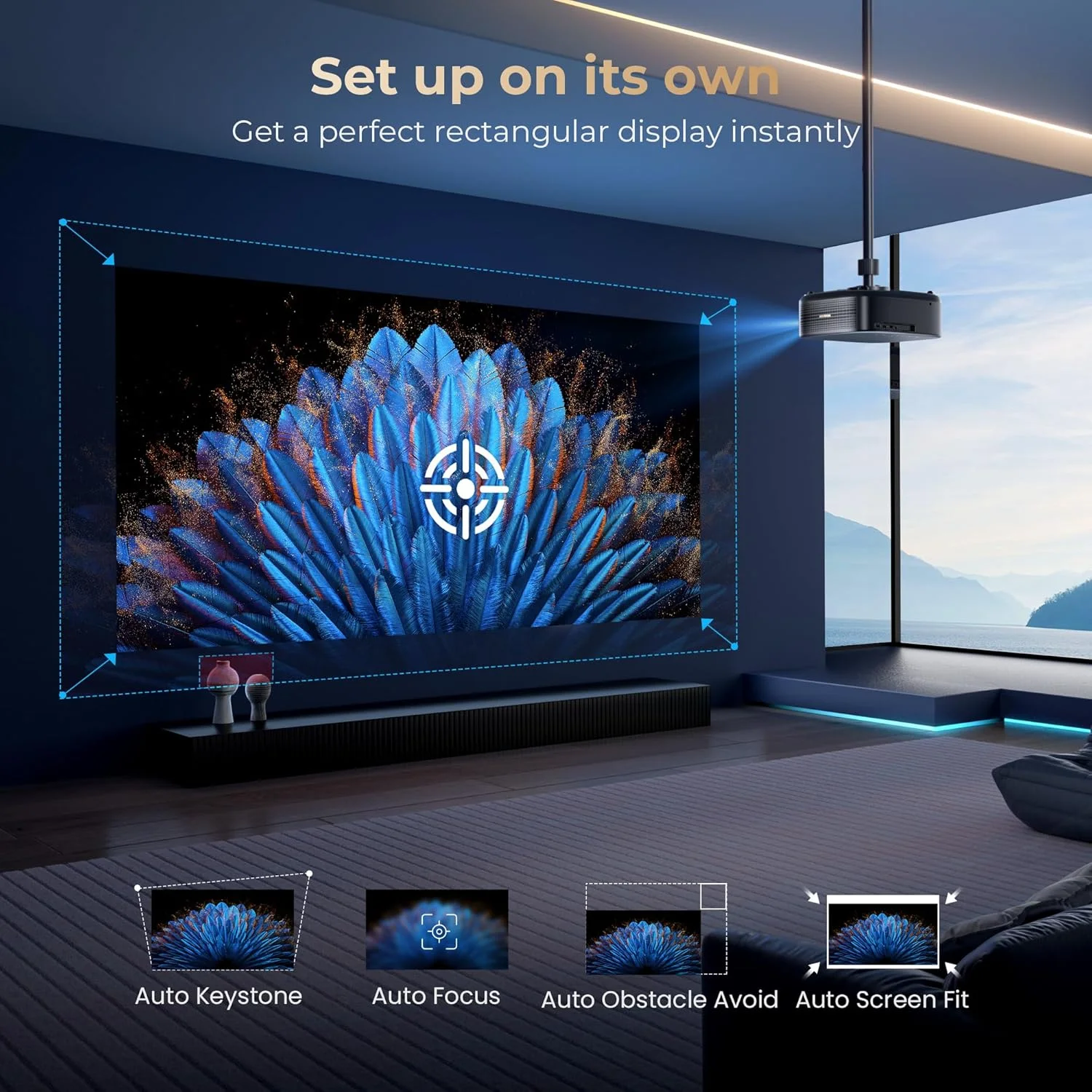 پروژکتور 4K آلوار با 1000 انسی لومن و صدای DBX-TV، دارای WiFi 6 و بلوتوث، دارای مجوز رسمی نتفلیکس و صدای Dolby، فوکوس خودکار و اصلاح کیستون خودکار، پروژکتور هوشمند Native 1080P با HDR10+ و بلندگوهای 30 واتی، مشکی پروژکتور 4K آلوار با 1000 انسی لومن و صدای DBX-TV، دارای WiFi 6 و بلوتوث، دارای مجوز رسمی نتفلیکس و صدای Dolby، فوکوس خودکار و اصلاح کیستون خودکار، پروژکتور هوشمند Native 1080P با HDR10+ و بلندگوهای 30 واتی، مشکی